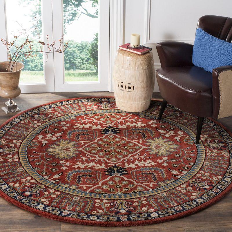 Antiquity AT64 Hand Tufted Area Rug - Red/Multi - 6' Round - Safavieh.
