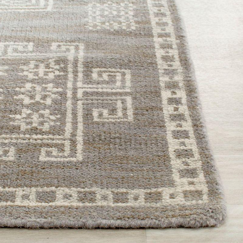 Gray Hand-Knotted Wool Geometric Runner Rug, 2'3" x 8'