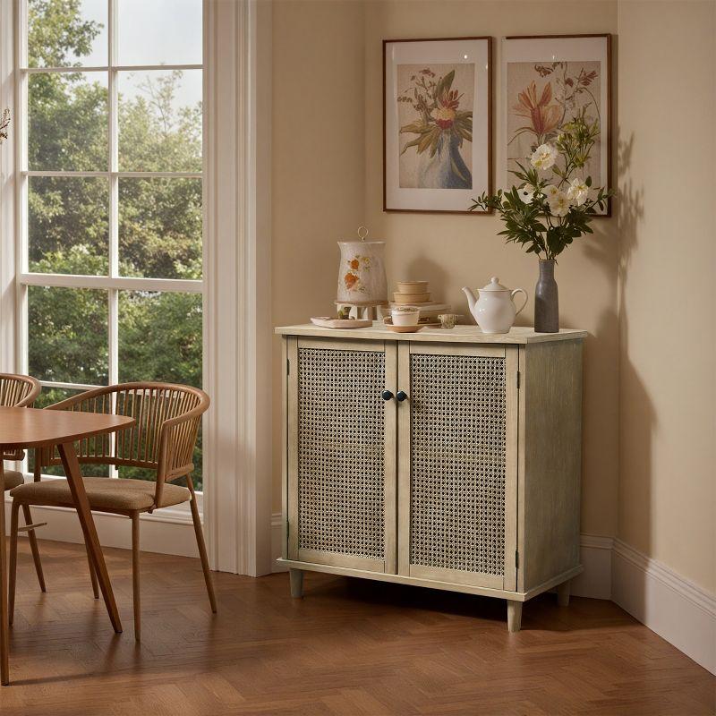 Art Leon Cane Wicker Cabinet Sideboard, Natural