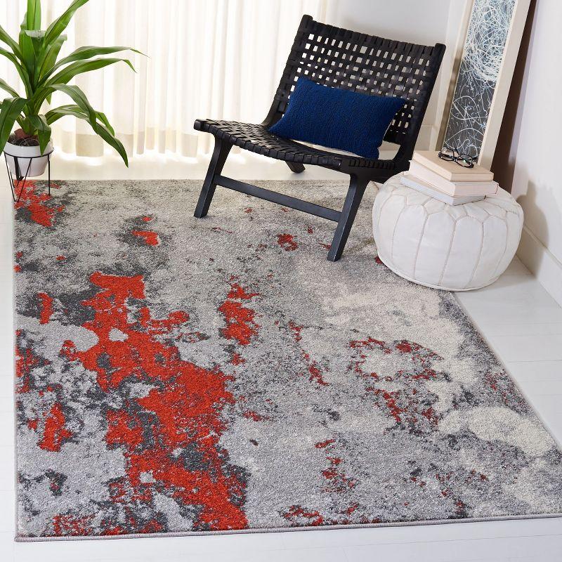 Chic Lodge-Style Adirondack 4' Square Reversible Area Rug in Orange/Grey