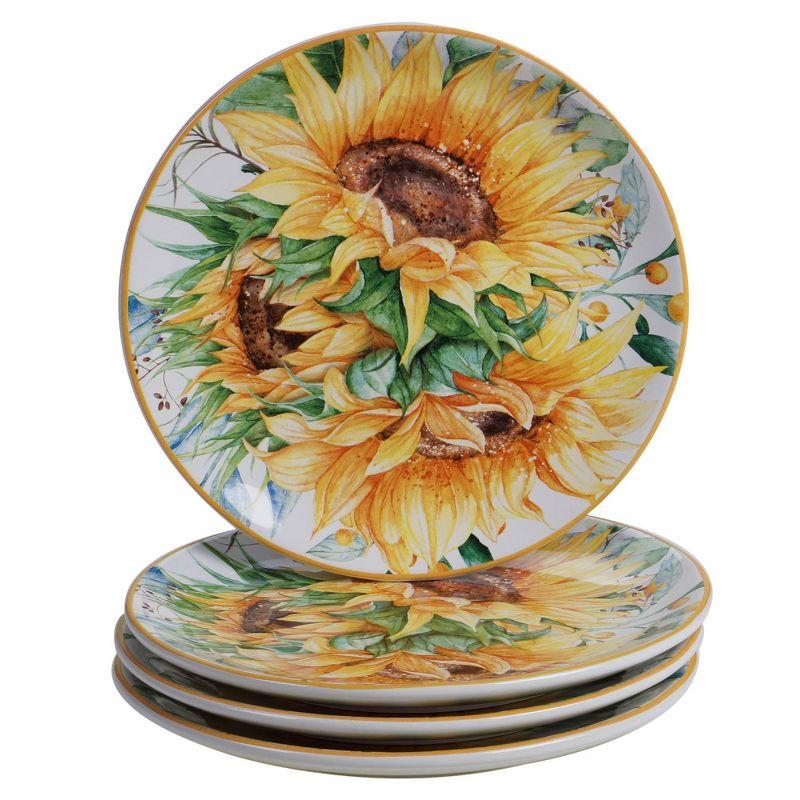 Sunflower Fields Ceramic Dinnerware Set, Service for 4