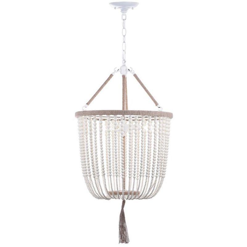 Boho Chic Cream Beaded Pendant Lamp with Luxe Tassel - 18x107.5"