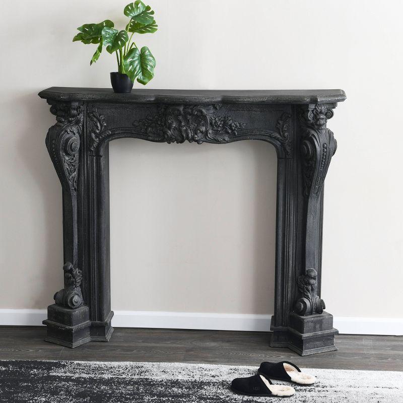 Storied Home Ornate Decorative Fireplace Mantel Black: Wall Mount, MDF Frame, Adult Assembly