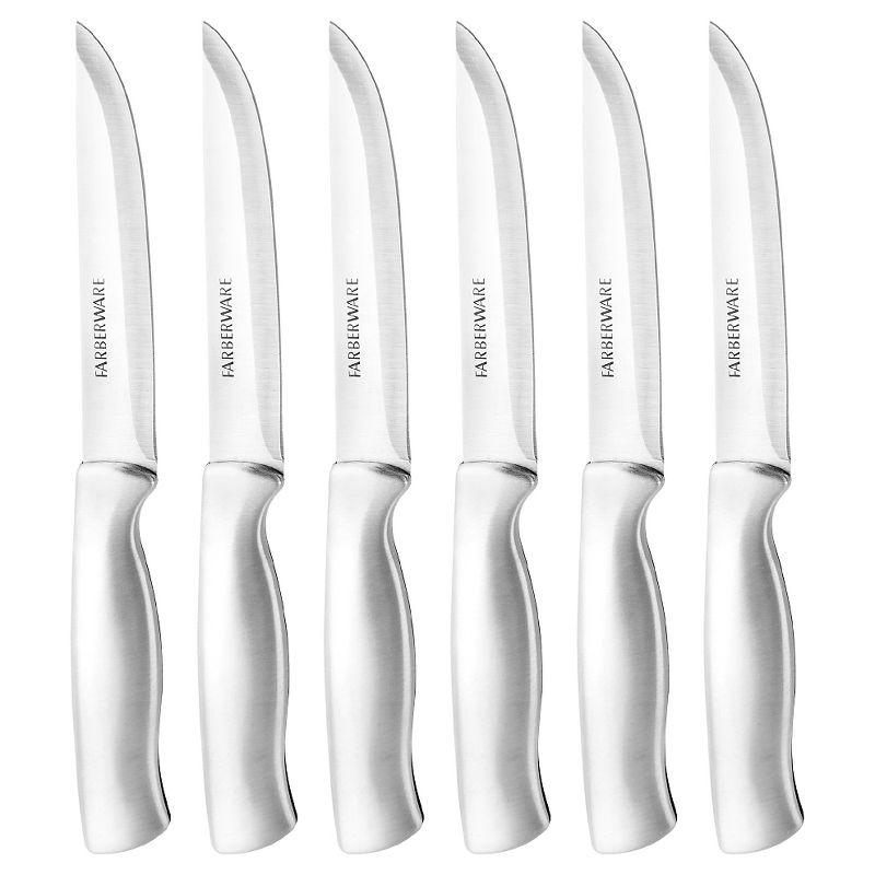 Farberware 15pc Stainless Steel Knife Block Set: Kitchen Knife Set with Block, Serrated Blades, Hand Wash, Silver