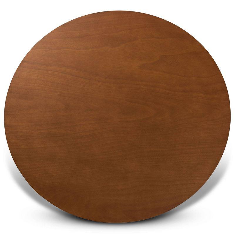 48" Kenji Wide Round Wood Dining Table Walnut - Baxton Studio: Mid-Century Modern, Seats 6, MDF Composite