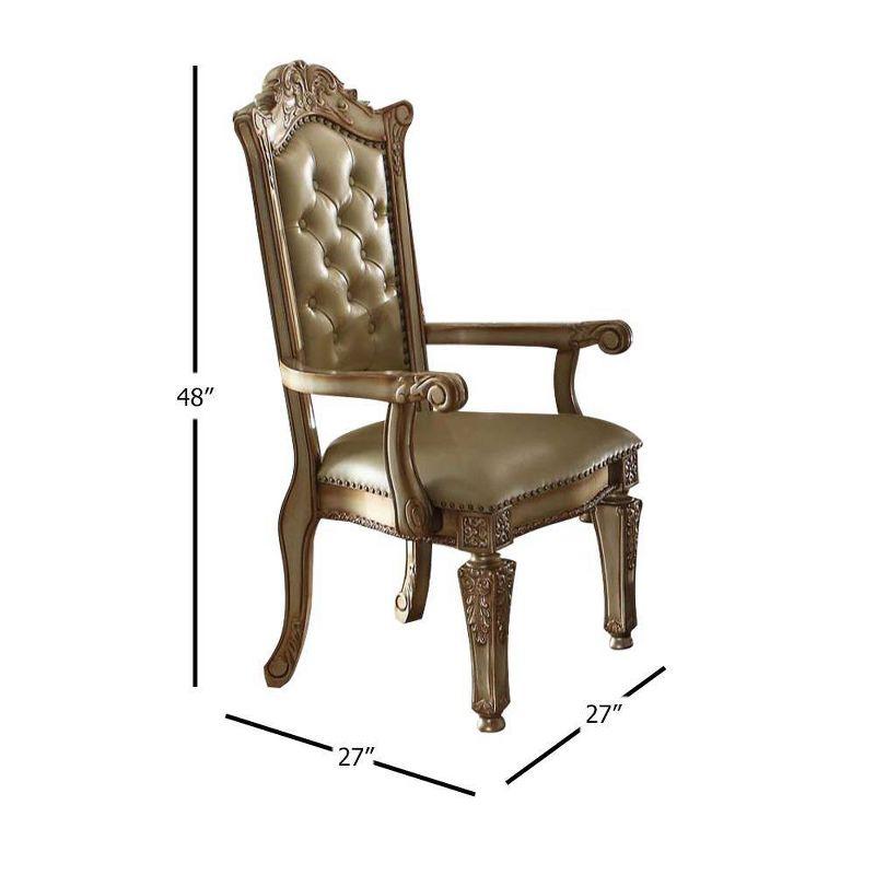 27" Vendome Accent Chair Bone Synthetic Leather/Gold Patina Finish - Acme Furniture: Tufted, No Assembly, Wood Frame