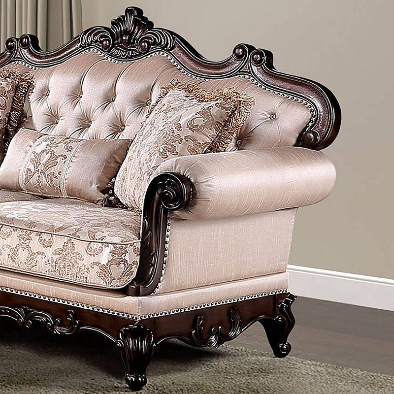 HOMES: Inside + Out Alsace 48.5" Loveseat Traditional Button Tufted Dark Cherry/Light Brown