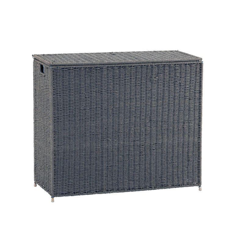 3 Compartment Laundry Sorter, Wicker Laundry Sorter, Gray
