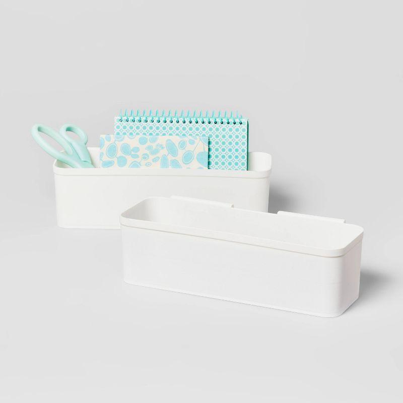 Set of 2 Long Cart Divider Cups - Brightroom™: White Storage Trays, Utility Cart Accessories, 11.22" Length