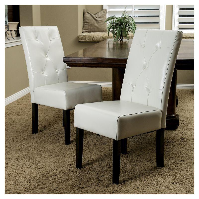 GDFStudio San Marcos Contemporary Tufted Dining Chairs (Set of 2), Ivory/Faux Leather