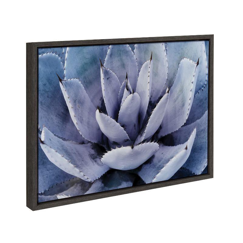 Violet Cactus Framed Canvas Print, 18x24, Dark Gray Frame