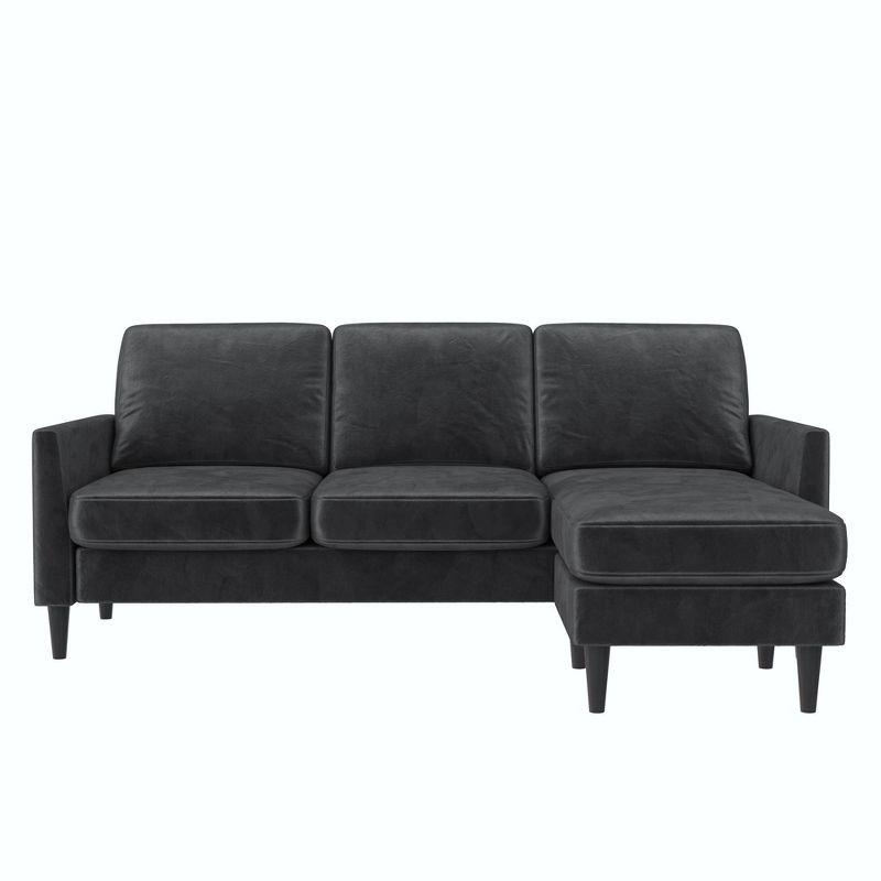 Winston Dark Gray Velvet Reversible Sectional Sofa with Ottoman