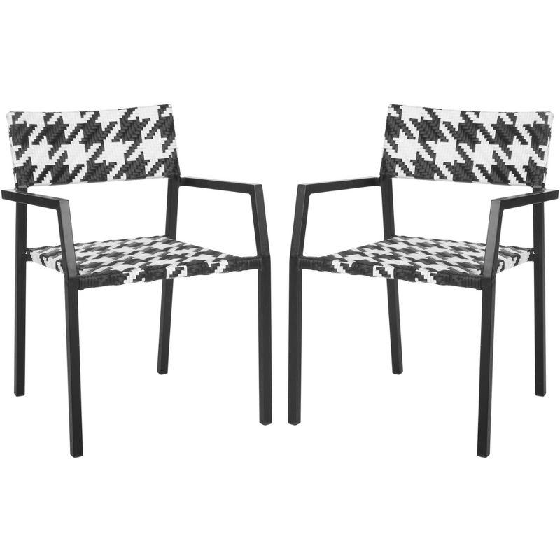 Halden Black and White Rattan Arm Chair Set