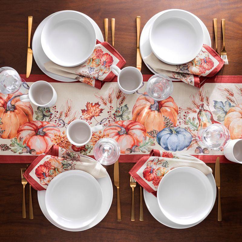 Botanical Harvest Pumpkin Floral Table Runner - Multicolor - 13x70