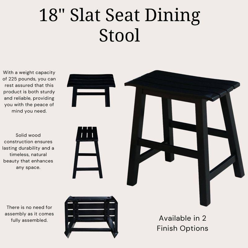 18" Slat Seat Counter Height Barstool Black - International Concepts: Rubberwood, Backless