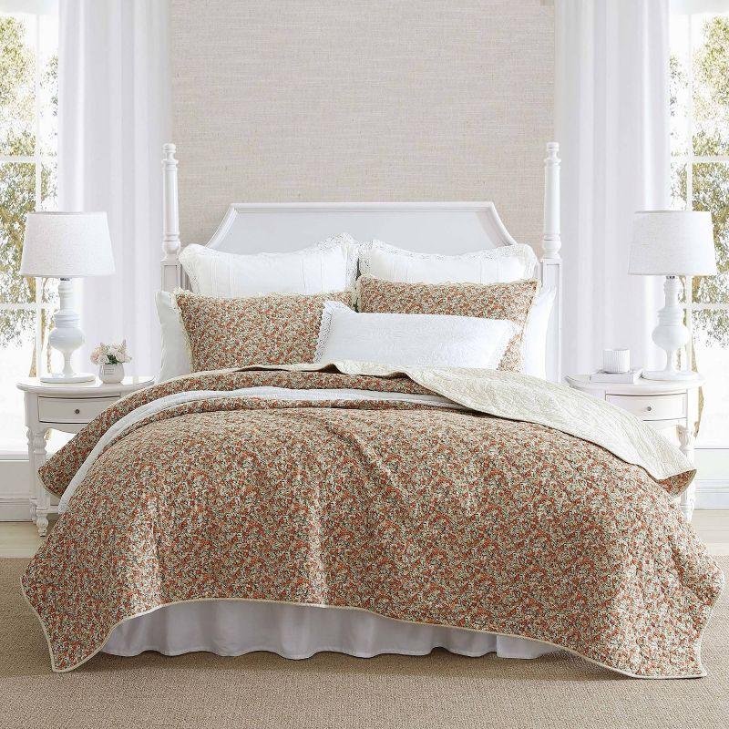 Loveston Red Cotton Floral Reversible Full Quilt Set