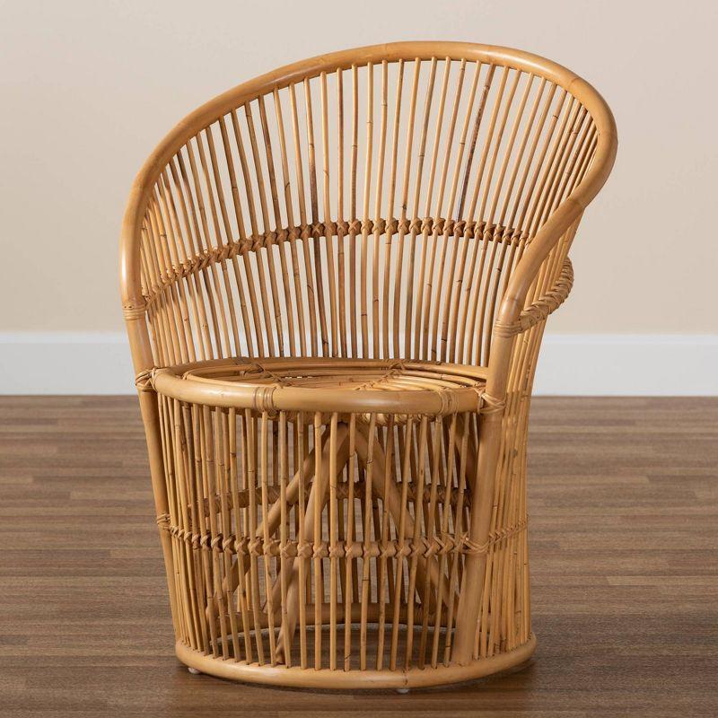 Narva Rattan Accent Chair Natural/Brown - bali & pari: Bohemian Style, No Assembly, Indoor Use, Solid Pattern