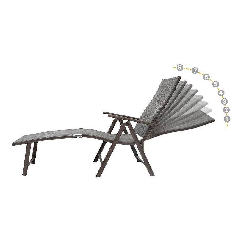 3pc Outdoor Set with Aluminum Adjustable Chaise Lounge & Table Set - Black/Gray - Crestlive Products: Weather-Resistant Patio Furniture Set