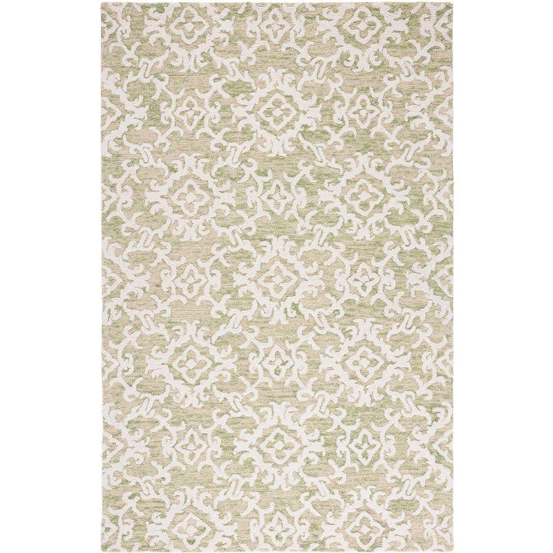 Ivory Floral Tufted Wool Rectangular Area Rug 5' x 8'