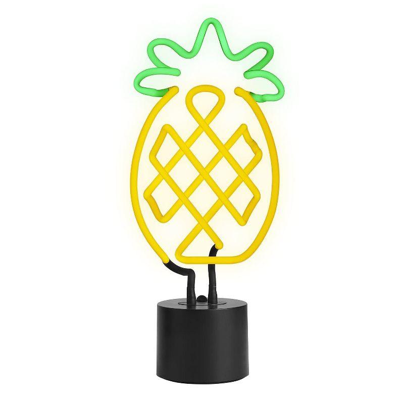 Large Yellow and Green Pineapple Neon Glass Desk Light