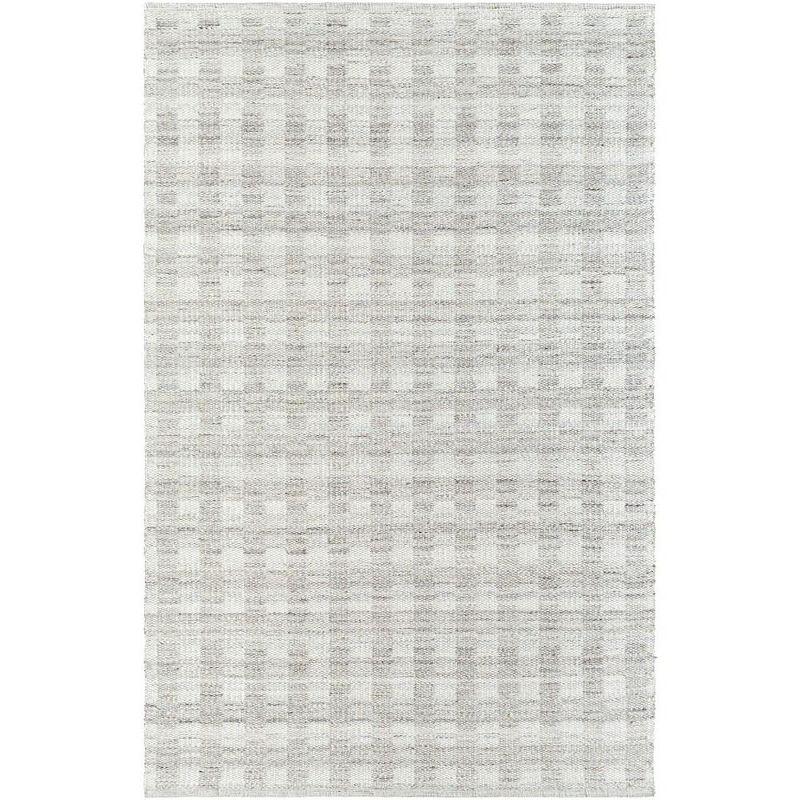 Handmade Gray Wool Rectangular Stain-Resistant Area Rug 5' x 7'