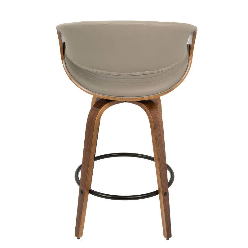 Set of 2 Symphony Upholstered Counter Height Barstools Gray/Walnut - LumiSource: Mid-Century, Faux Leather, Wood Legs