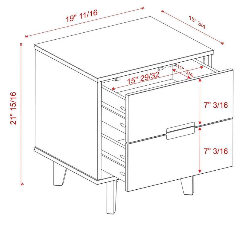 Preston 26"H Modern 2-Drawer Nightstand with USB Ports and Flared Legs