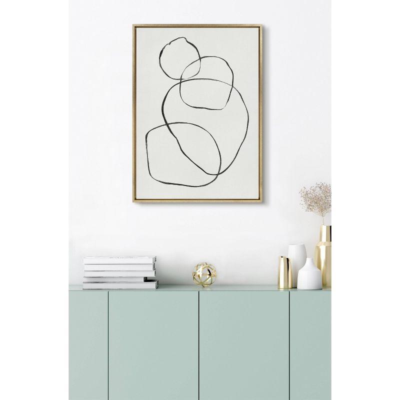 28" x 38" Sylvie 869 Going in Circles Framed Canvas by Teju Reval of SnazzyHues Gold: Modern Wall Art