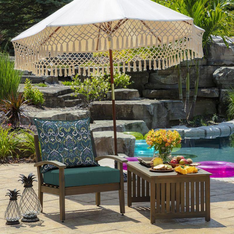 Sapphire Aurora Blue Damask Outdoor Deep Seating Cushion Set