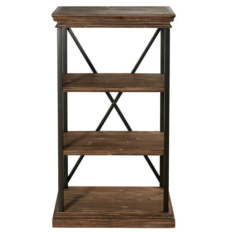 Cocoa Brown and Driftwood Grey Four-Tier Industrial Bookcase