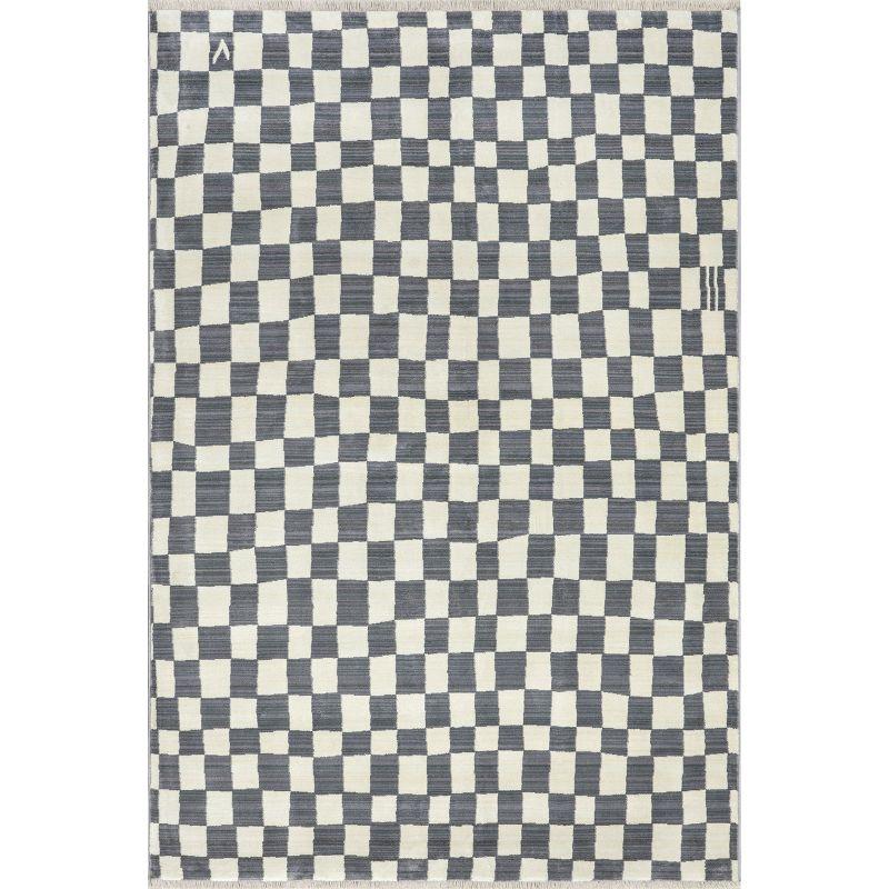 Nuloom Dominique Abstract Checkered Fringe Area Rug