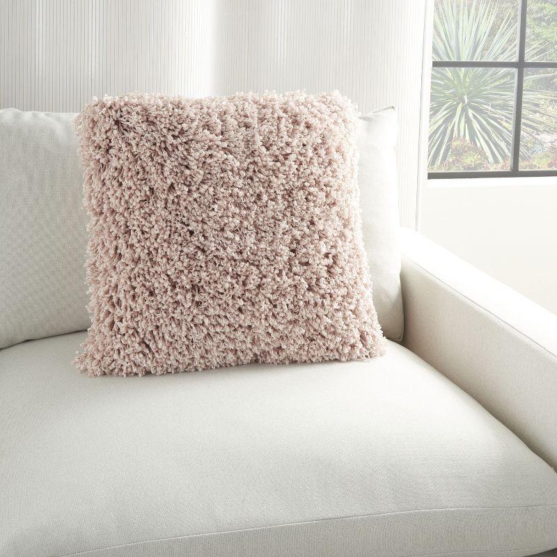 Mina Victory Shag Pillow Blush 20"X20"