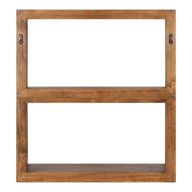 25" x 28" Rigby Wood Decorative Wall Shelf Rustic Brown/Black - Kate & Laurel All Things Decor: 3-Tier Storage