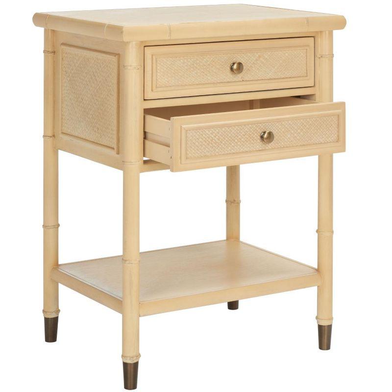 Ahab 2 Drawer 1 Shelf Accent Table - ACC6606A - Light Blonde/Gold - Safavieh