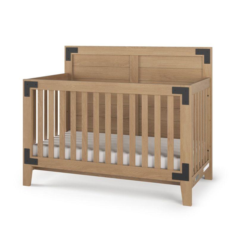 Lucas Nutmeg 4-in-1 Convertible Crib with Shiplap Headboard