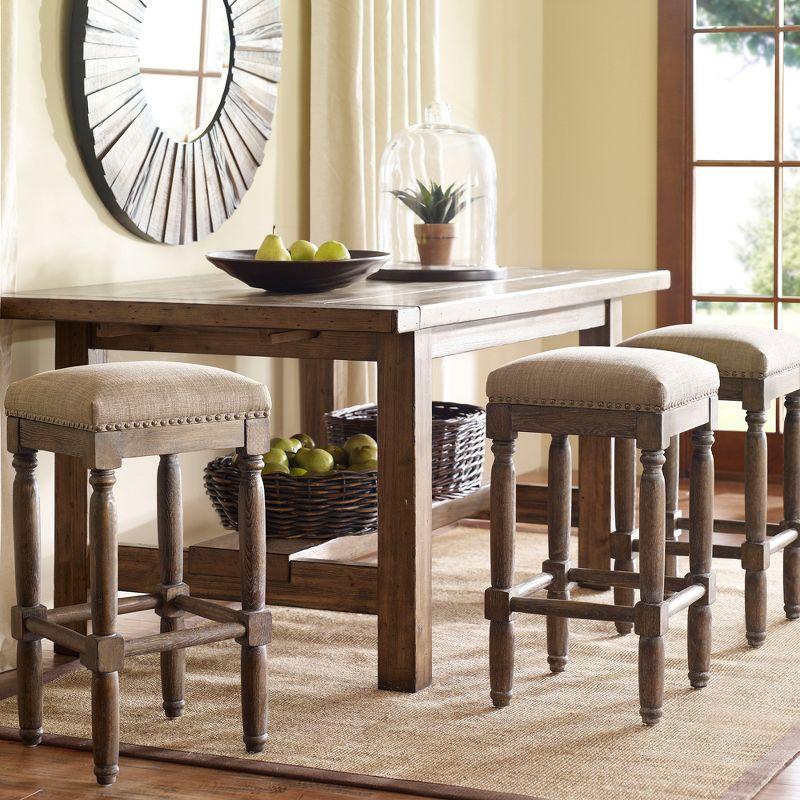 Set of 2 Sand Wood Backless Counter Stools