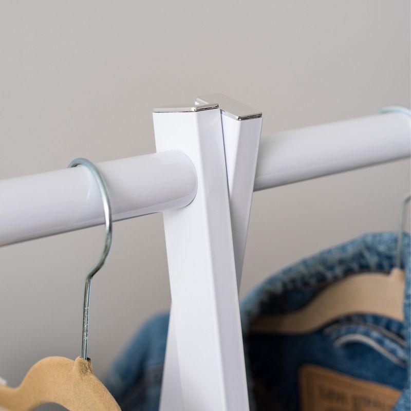 IRIS USA Clothes Rack for Hanging Clothes with Shelf, Freestanding Clothing Rack, White