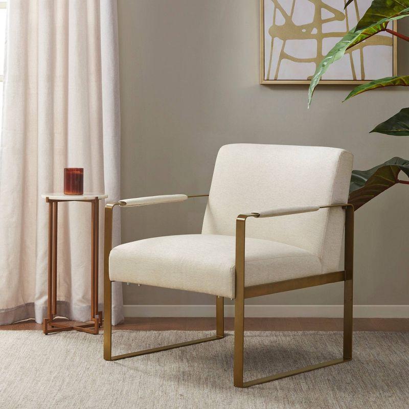 Cream Velvet & Antique Gold Metal Luxe Accent Chair