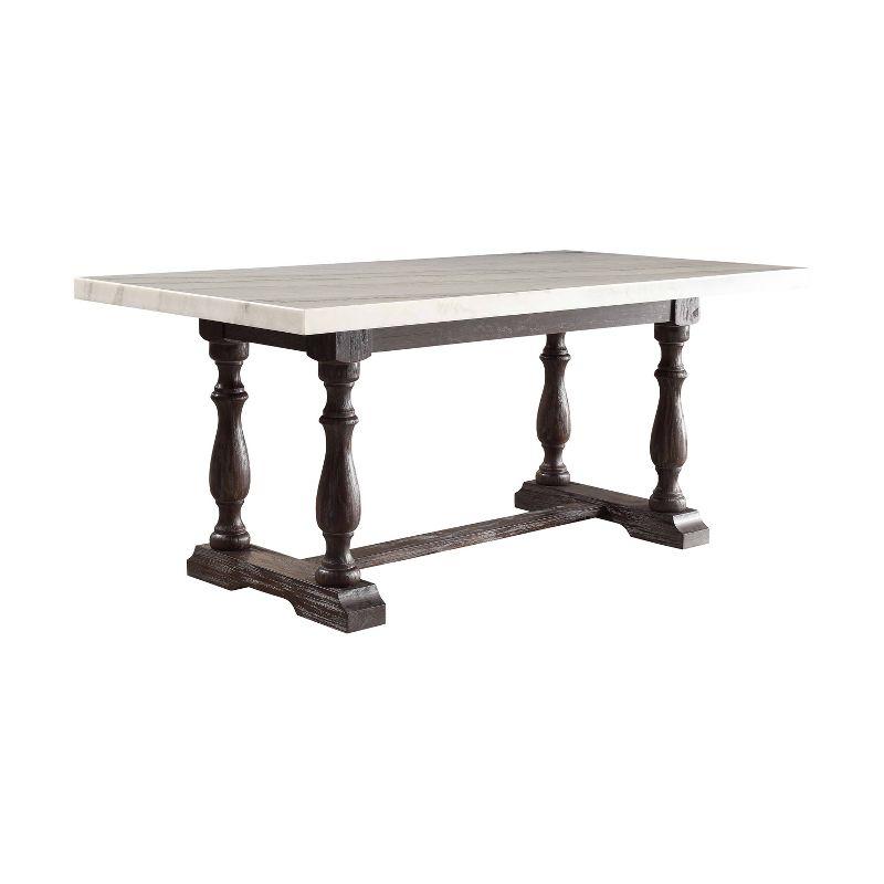 Kelly Clarkson Home Concert Marble Top Dining Table in White and Weathered Espresso