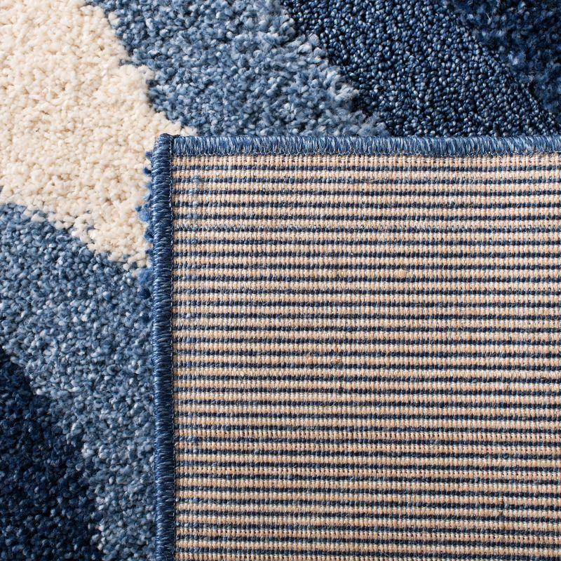 Dark Blue and Ivory 4' x 6' Shag Area Rug