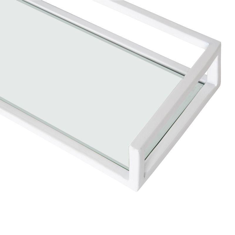 24" x 8" x 3" Blex Metal and Glass Wall Shelf White - Kate & Laurel All Things Decor: No Assembly, Open Shelving Design