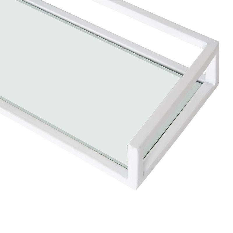 Elegant White and Glass 24" Wall Shelf for Modern Decor