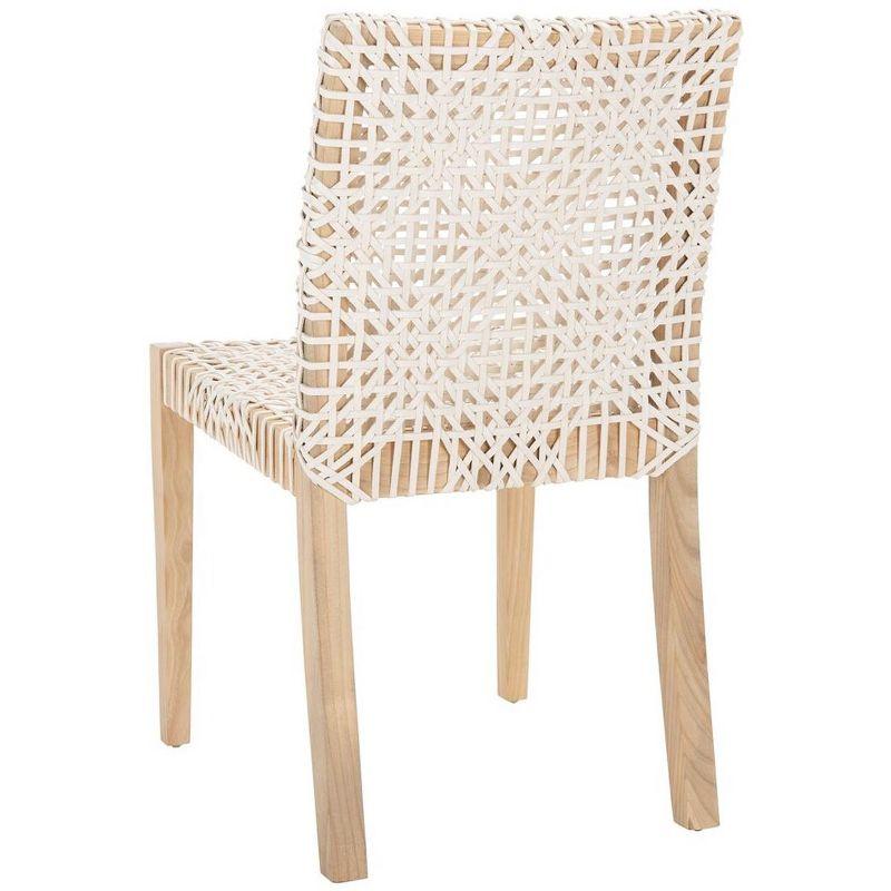 Tyria Leather Dining Chair (Set Of 2) - White/Natural - Safavieh.