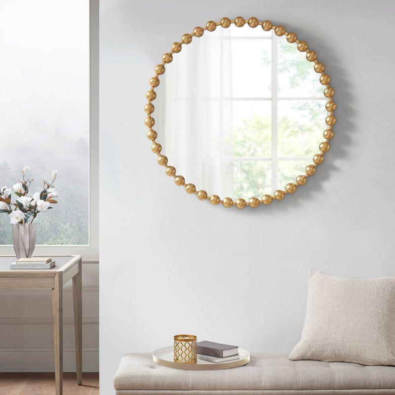 Marlowe Beaded Round Metal Wall Mirror