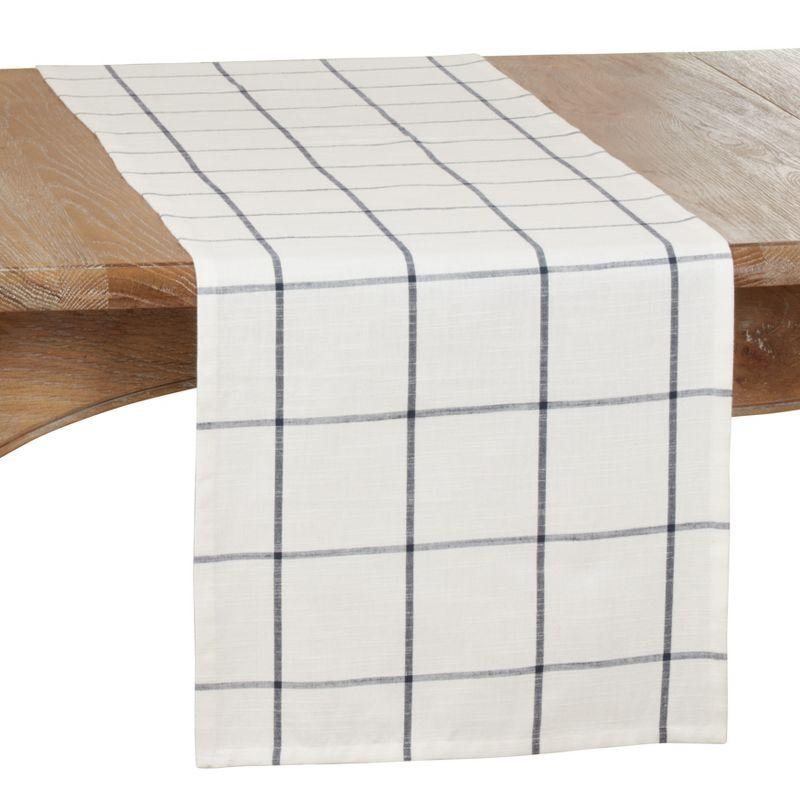 White and Black Plaid Cotton Table Runner