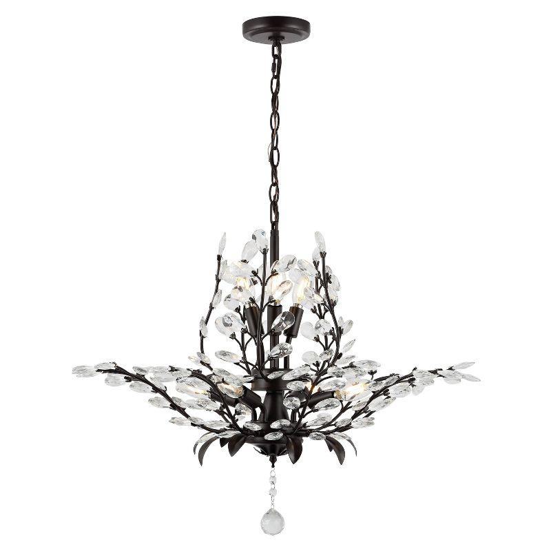 28.5" 7-Light Diantha Contemporary Bohemian Iron/Acrylic LED Pendant Oil Rubbed Bronze/Clear - JONATHAN Y: ETL Listed, Adjustable Height