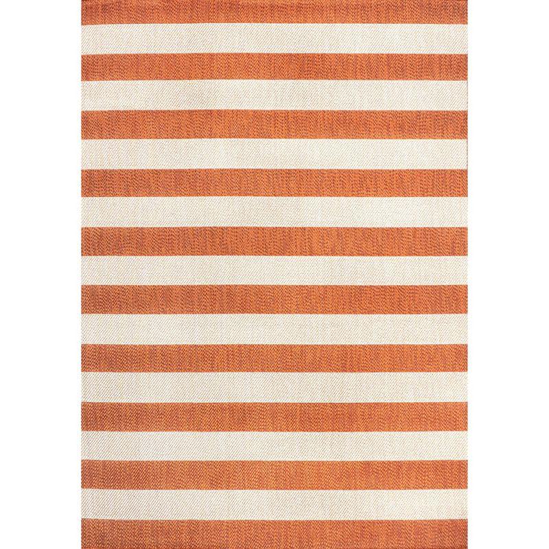 4' x 6' Negril Two-Tone Wide Stripe Indoor/Outdoor Area Rug, Orange/Beige - JONATHAN Y