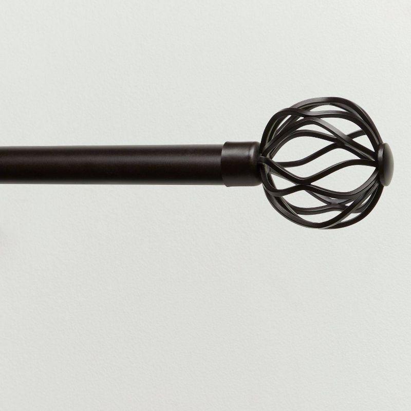 Exclusive Home 36"-72" Ogee Curtain Rod - Matte Bronze: Adjustable Iron Rod, Cage Finial, 25 lb Capacity