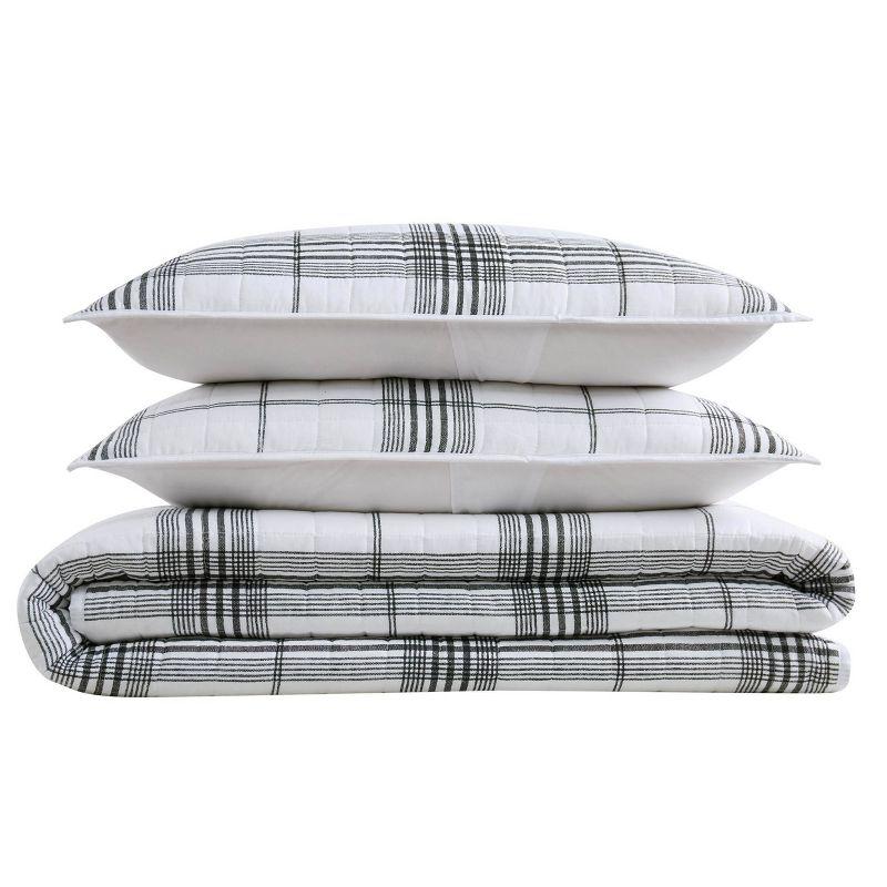 Black and White Cotton Plaid Full Quilt Set