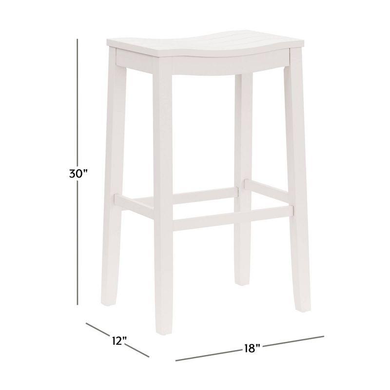 30" White Wood Backless Saddle Bar Stool